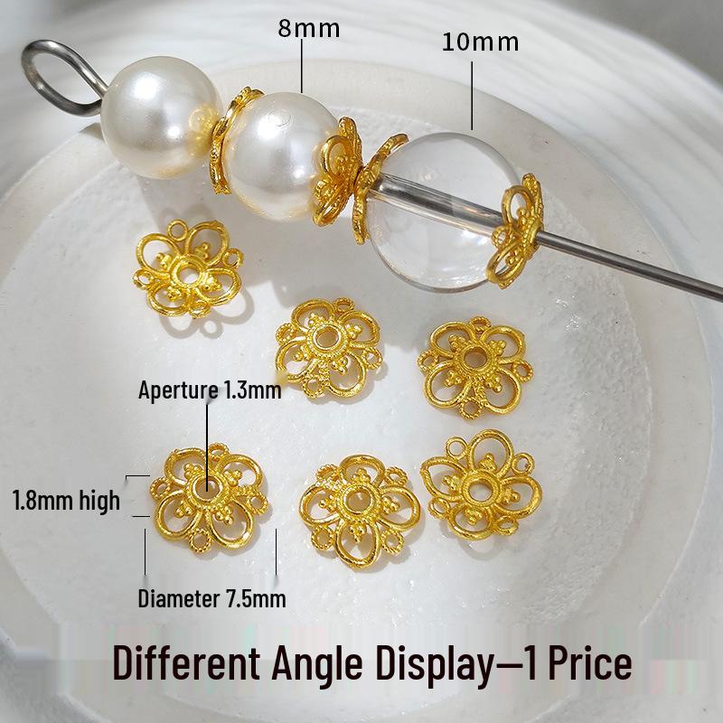 925 Silver-Plated 24K Gold Flower Bead Holder for DIY Bracelet/Necklace Spacer Beads