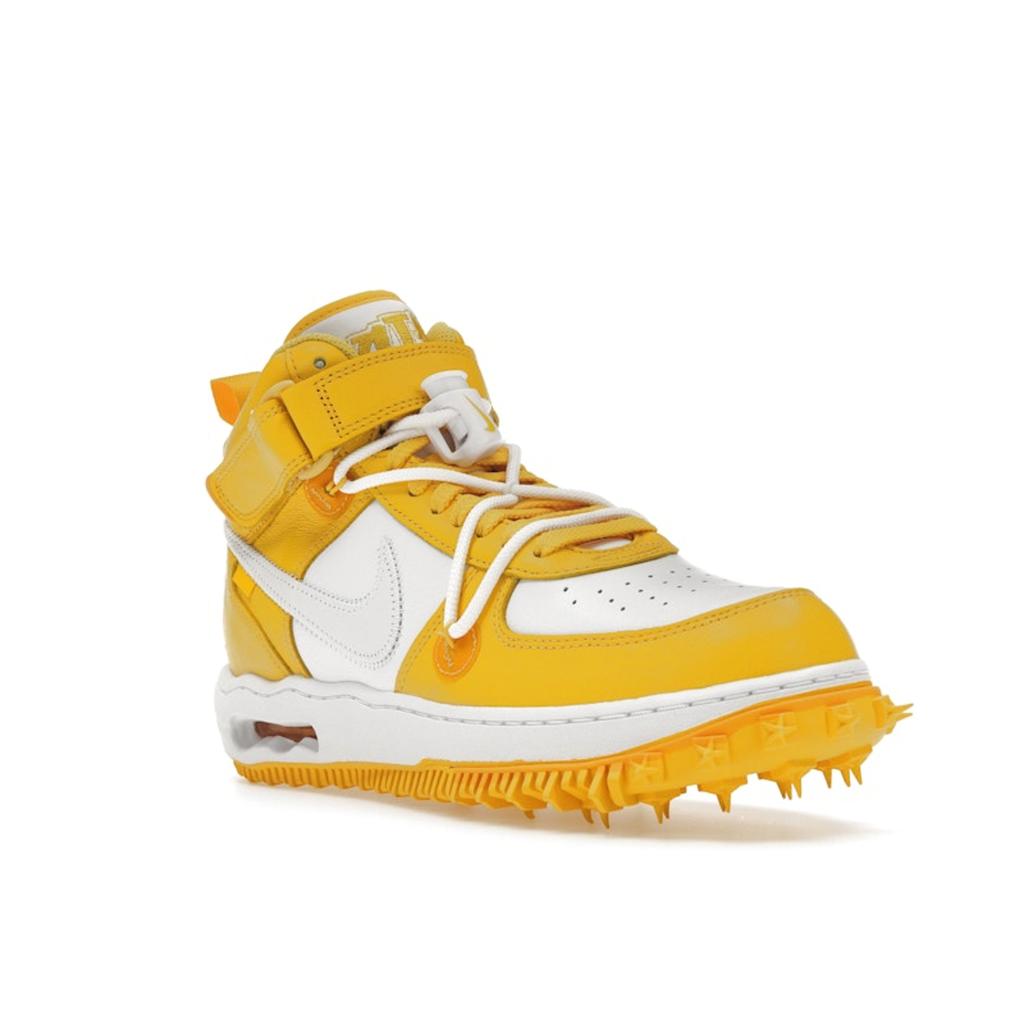Nike Off-White x Air Force 1 Mid SP Lær Varsity Maize Unisex Sneakers Gul DR0500-101