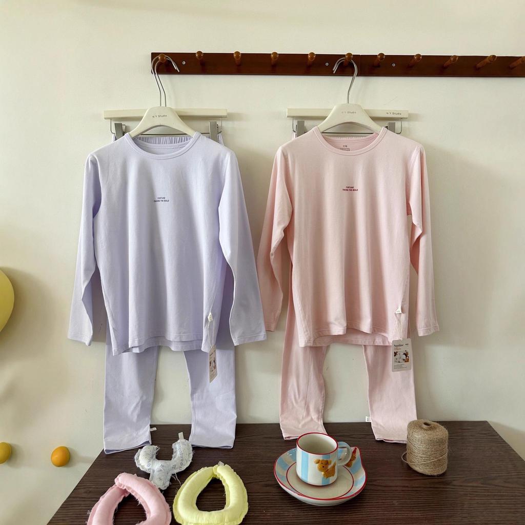 Teen Big Kid Autumn Pajamas - Solid Color, Unisex, Soft Lycra, Xinjiang Cotton, Comfortable & Skin-Friendly