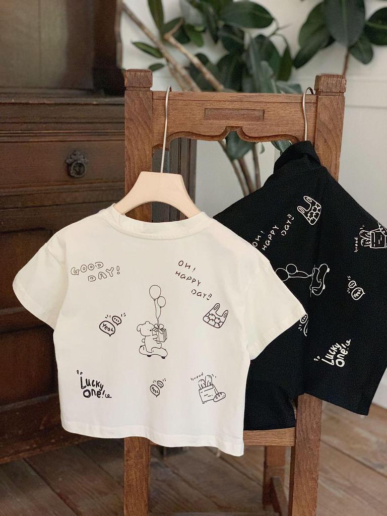 Koreanisches Cartoon Kinder Locker Kurzarm T-Shirt - Sommer 2025 Jungen Halbarm Oberteil
