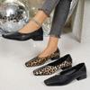 Women Mid Heel Pumps Spring Autumn Shallow Mouth Women Single Shoes Square Head Leopard Print Fashion Comfortable Women Shoes