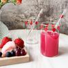 1/2 Piece 16oz Juice Cup with Glass Straw Milk Coffee Cup Berry Pattern, Easy To Clean Reusable for Cold/Hot Drinks