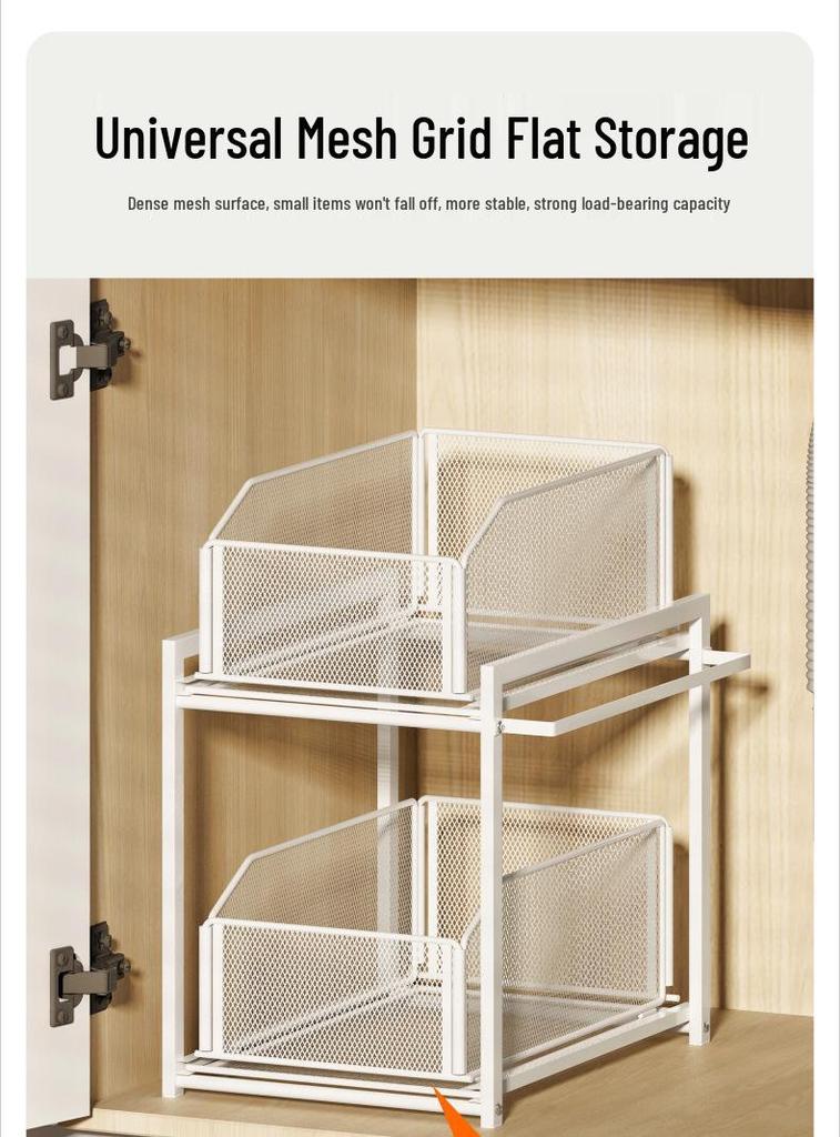 Étagère de Rangement pour Évier de Cuisine Extractible - Conception à Plusieurs Niveaux