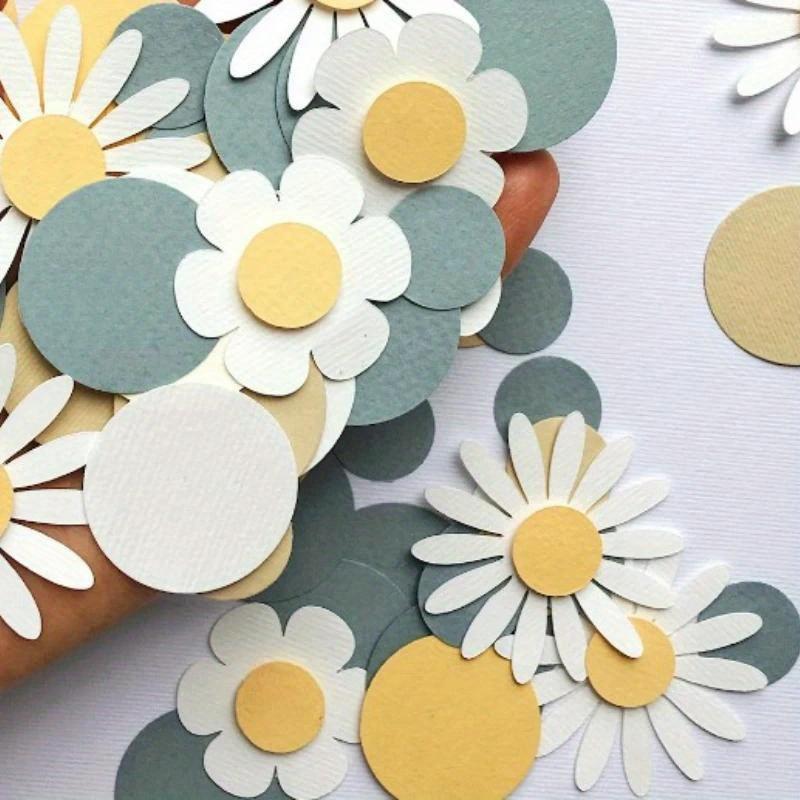 Confetti di Carta a Forma di Fiore Margherita Dolce Rotondi Decorazione Tavola Matrimonio Compleanno Fiori di Carta Fatti a Mano Decorazione Natalizia Confetti Floreali Decorazione Festa