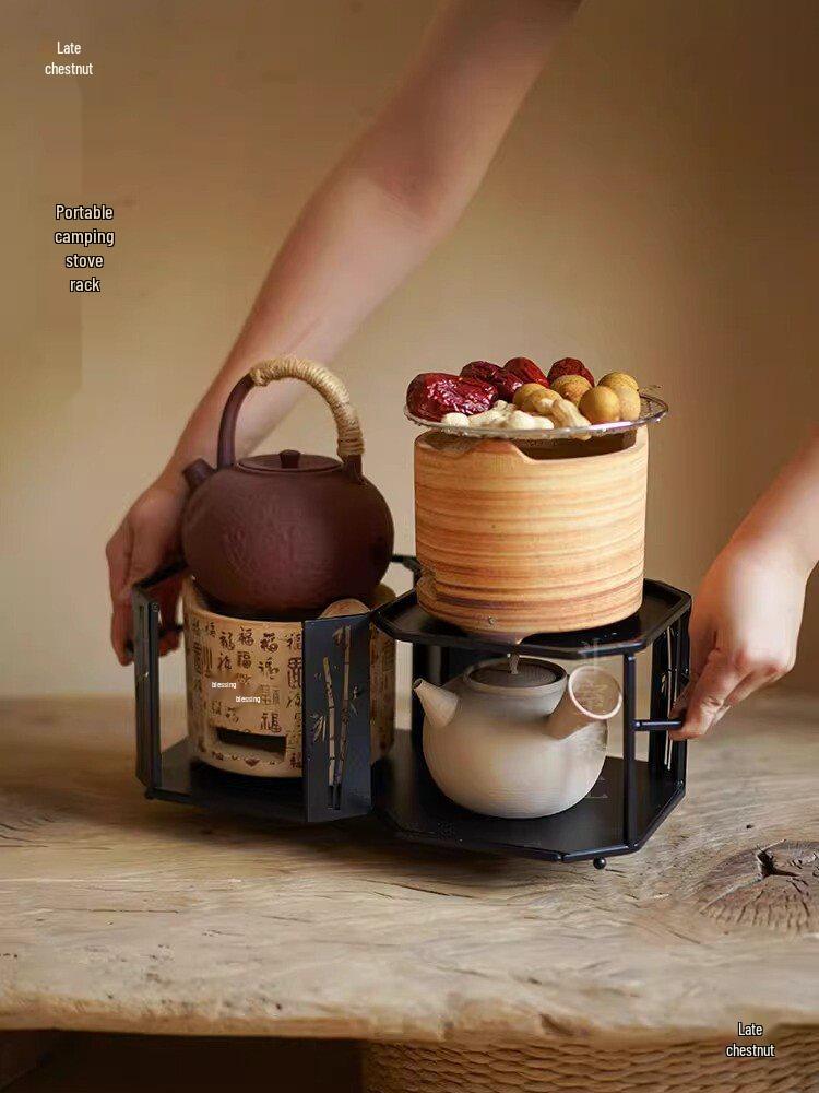 Retro Charcoal Stove Iron Rack: Portable, Wind-Resistant, Heat Insulation Stand