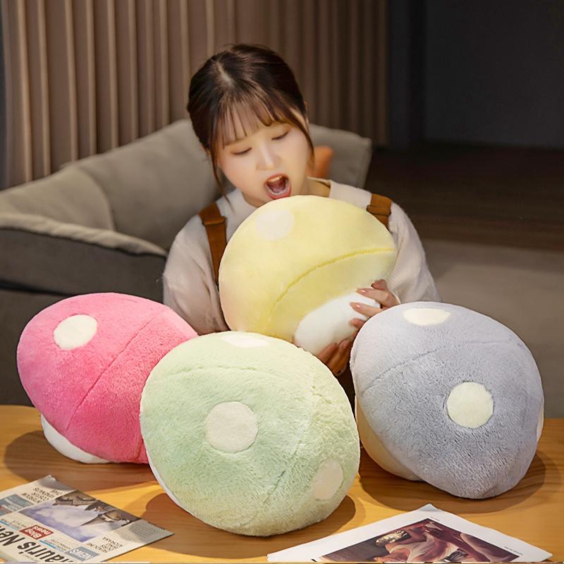 Soft And Cuddly Mushroom Pillow For Home Decor And Kids' Gifts Yellow/grey/pink/green
