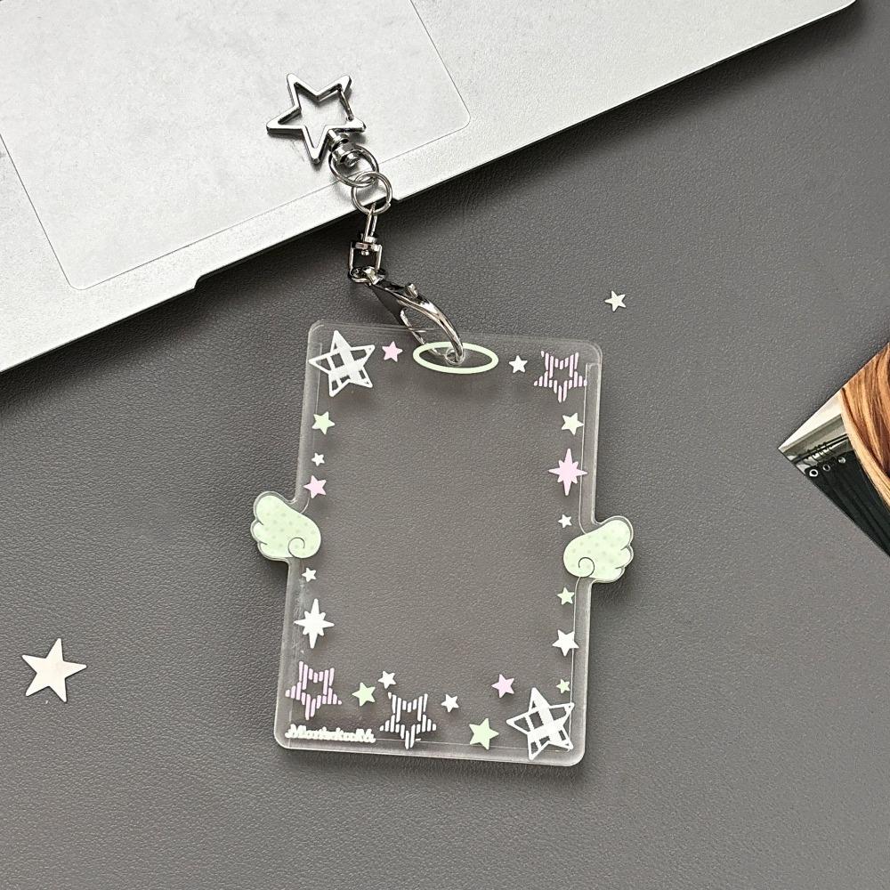 

INS Acrylic Photocard Holder Bag Pendant 3 Inch Card Display Card Holder Colorful Angel Wings Card Protector Bank Card