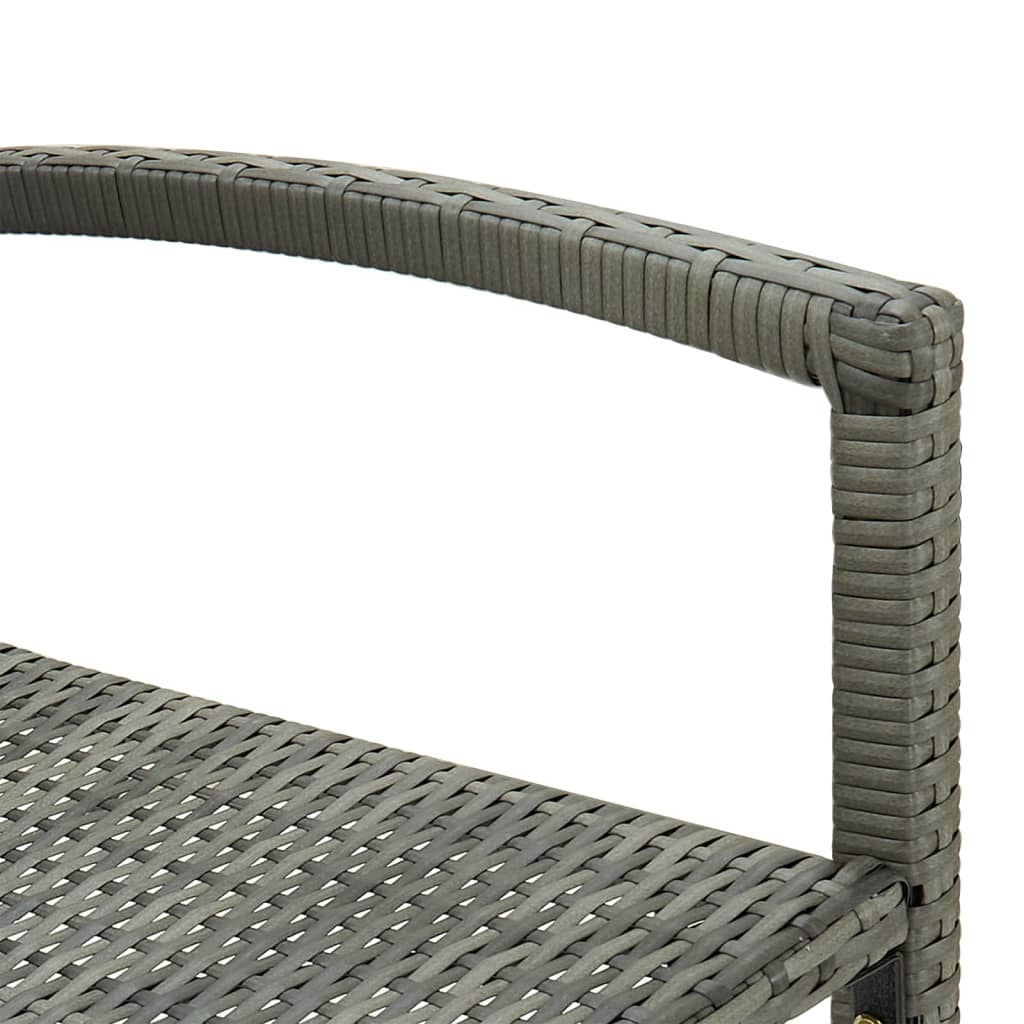 Bar Stools 2 Pcs Grey Poly Rattan