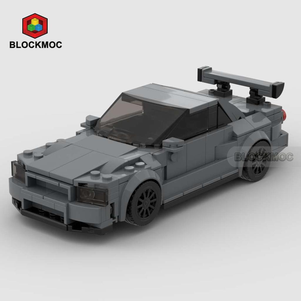 MOC Blocks JDM Fasted Furious Skylinec Gtr R34 S14 350Z R32 GT-R 240z Initial D Racing Sports Car Speed Racer Blocks Toys Boys