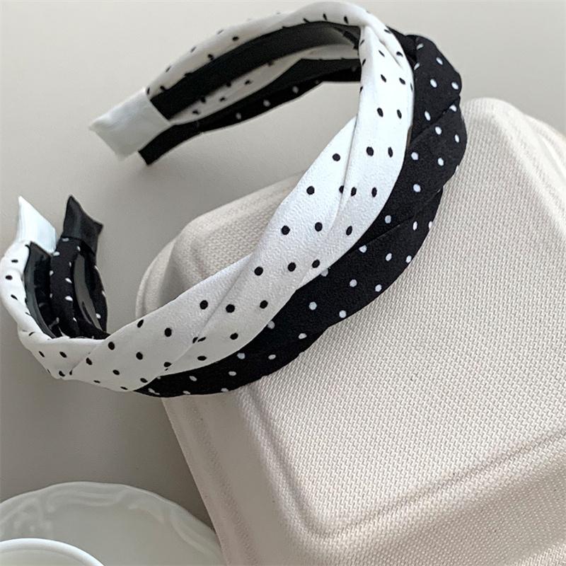 1/2pcs Women Girls White Black Polka Dots Print Headbands Toothed Plastic Hairbands for Woman Hair Accessories