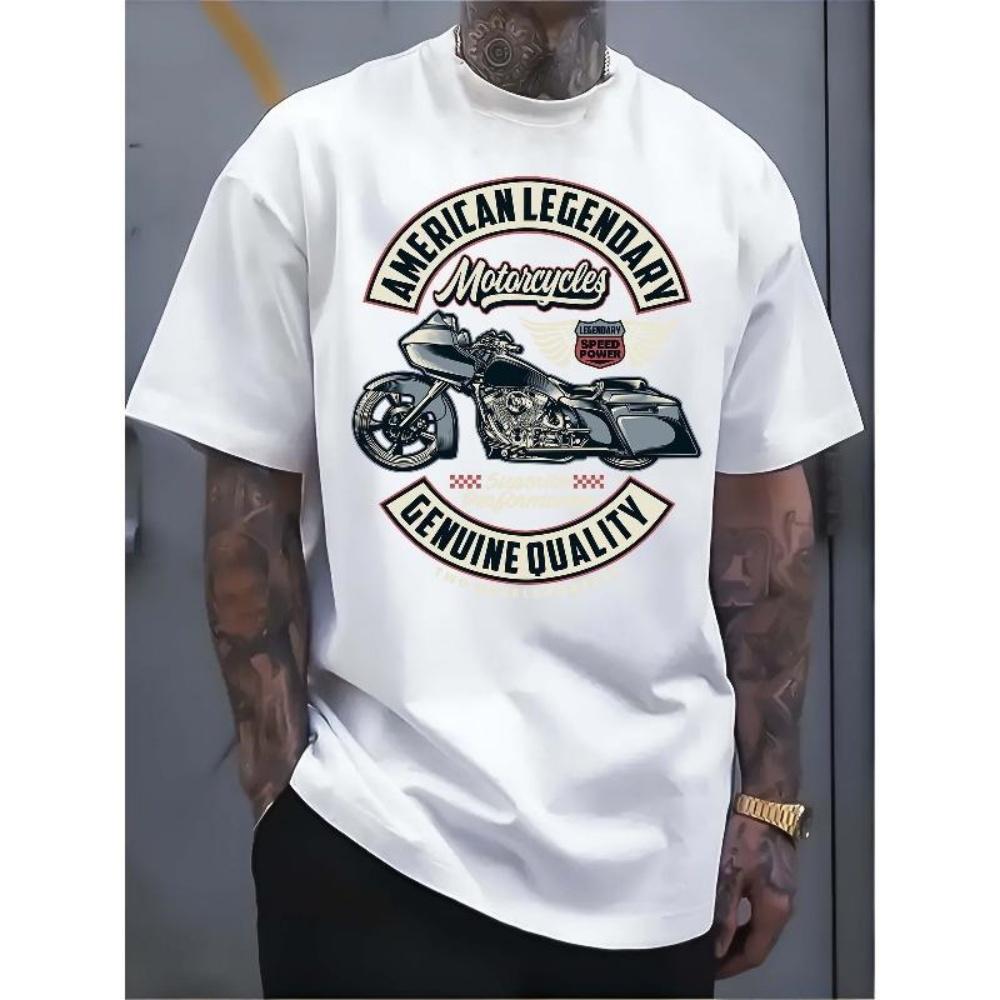 

European Sizes Men s White T - Shirt_ American Legend Motorcycle Tee_ Genuine Speed Power Edition S чёрный