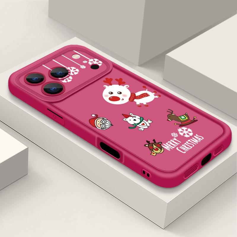 Cartoon Christmas Elk Pattern Case For iPhone 17 Air 16e 16 15 14 Pro Max 13 17 Pro Max 17 Pro 17 Shockproof Soft TPU Silicone Phone Cover Funda
