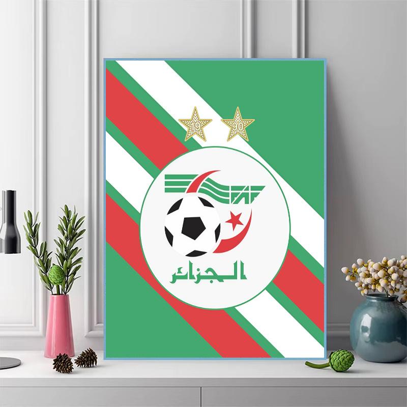 Algeria national football logo Pattern 3pcs 100% Round Full Drill 5D DIY Diamond Painting Embroidery Cross Stitch Rhinestone Décor