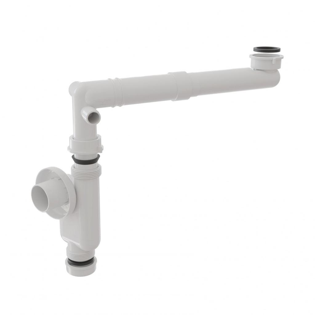 Space-saving adjustable washbasin siphon