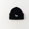 Fashion Cartoon Puppy Winter Hat Knitted Thickened Infant Toddler Beanie Solid Color Embroidered Warm Pullover Cap Boys Girls