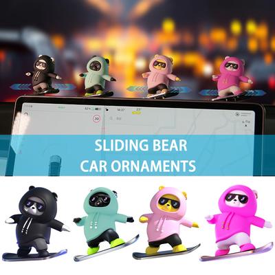 Simpatico orso da skateboard scorrevole decorazione per cruscotto auto - movimento silenzioso con sistema di binari in acciaio di alta qualità