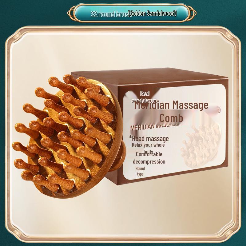 Sandalwood Round Disc Scalp Massage Comb for Hair Nourishing and Follicle Health