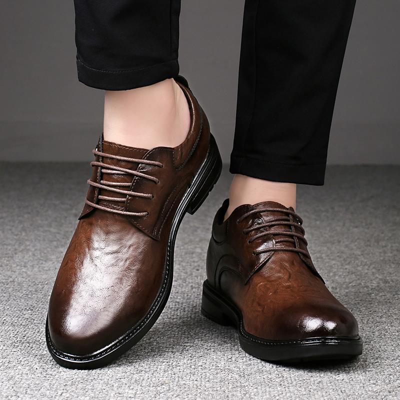 Versatile Men's Walking Shoes Fashion Brand Man Oxford Shoes Lace Up Formal Dress Footwear 2024 New Men Genuine Leather Shoes