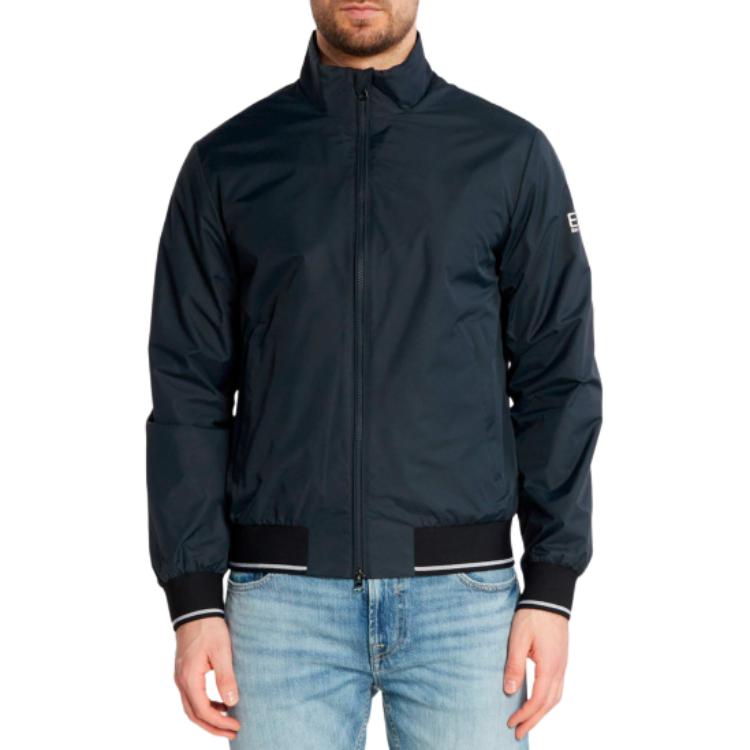 Emporio Armani EA7 Logo Zip Collar Long Sleeve Jacket Men jackets Navy-Blue 3DPB07-PN27Z-0578