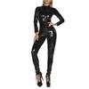 Women's  Leather Bodysuit Latex Overall Catsuit Sexy Jumpsuit Full Body Suit Long Sleeve Body Leggings Erotic Lingerie Clubwear