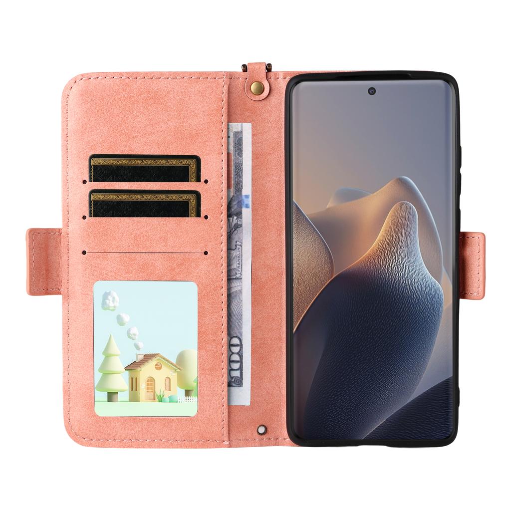 For Motorola Edge 60 Fusion 5G Leather Case Magnetic Closure Wallet Stand Phone Cover with Crossbody Strap