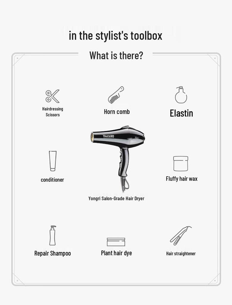 Yongri 2400W High Power Hair Salon Dryer with Blue Light & Negative Ion Technology.
