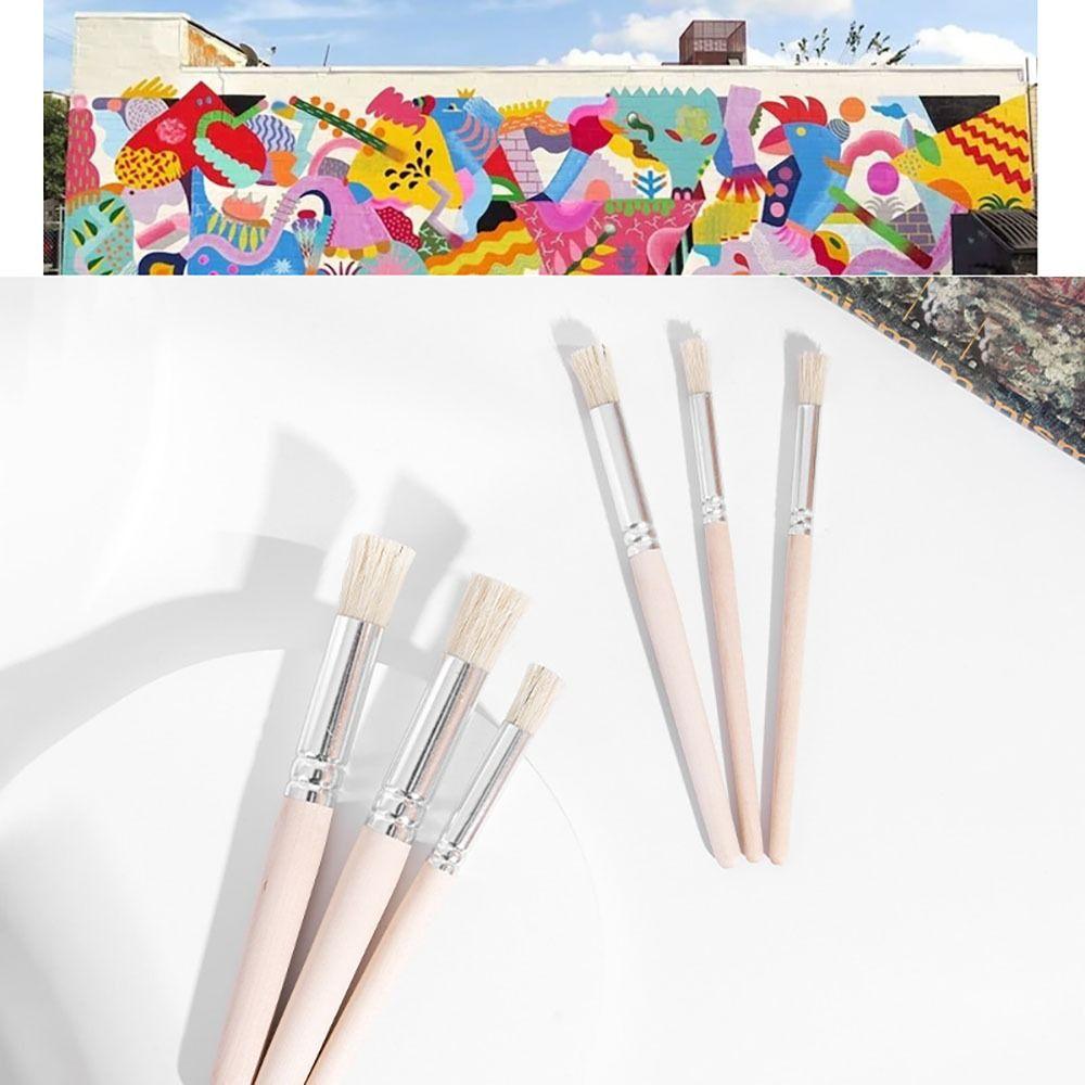 Bristle Hair Wooden Handle Watercolor Oil and Acrylic Painting Pen Wooden Bristle Pen  Child Toy
