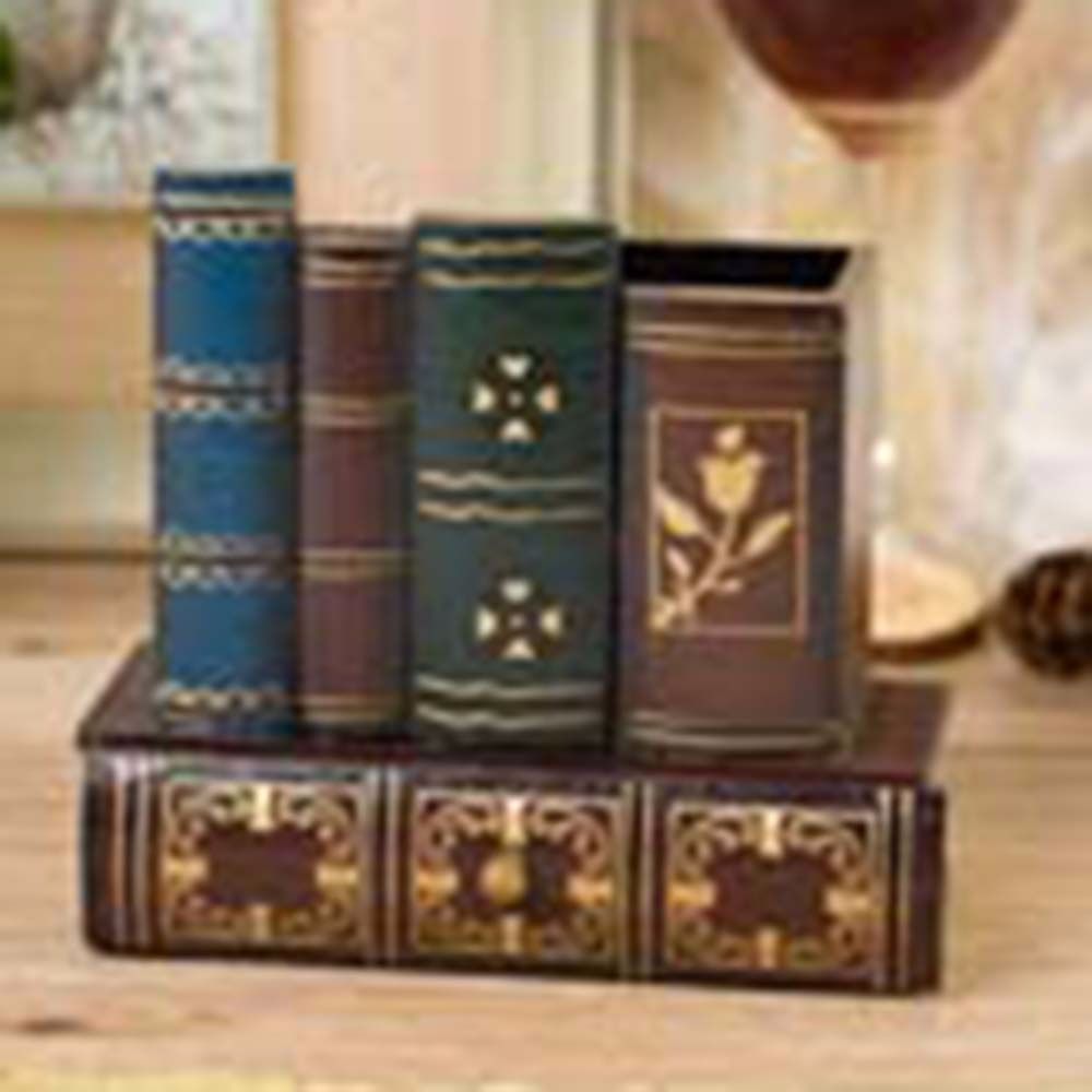 Drawers Stationery Holder Desktop Decoration Book Model Book Shape Retro Wood Pen Case Pen Holder