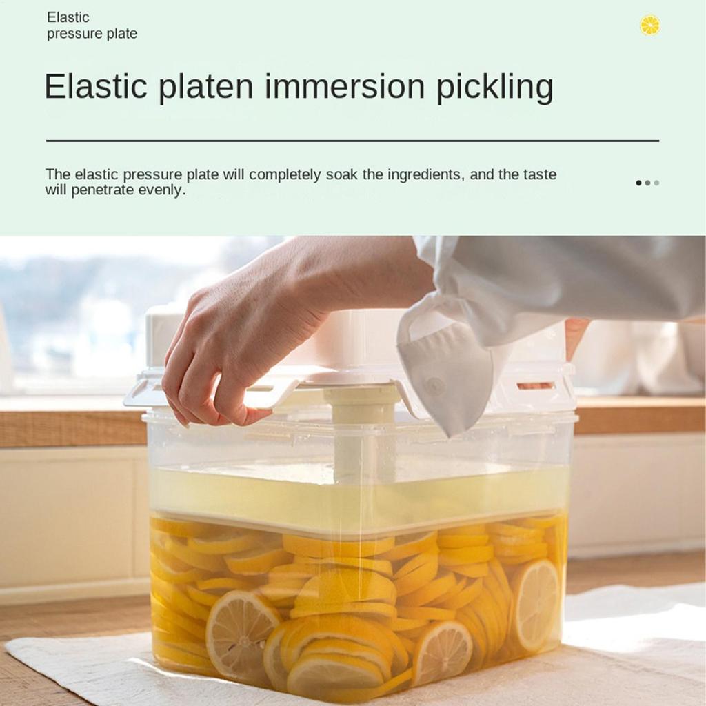 5L Pickle Jar with Airtight Lid Leakproof Fermentation Container with Handle Pressure Plate for Home Kitchen Food Preservation
