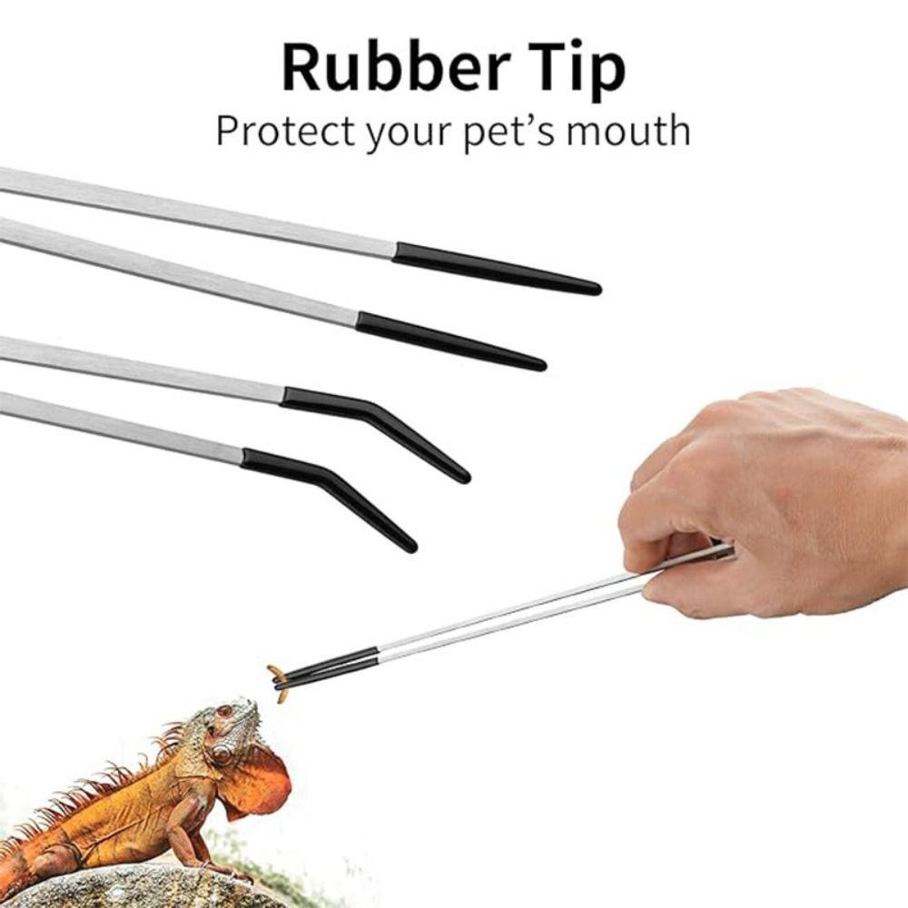 2Pcs 27CM Lizard Feeding Tweezers Stainless Steel Reptile Feeding Tongs Terrarium Tank