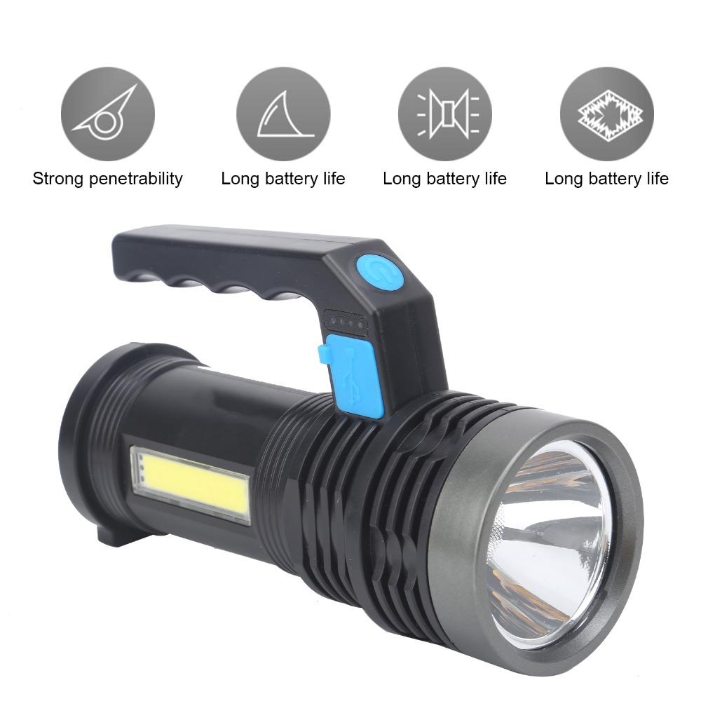 High Lumens LED Flashlight 4 Lighting Modes With Sidelight Rechargeable Spotlight LongRange Flashlight Outdoor Activities
