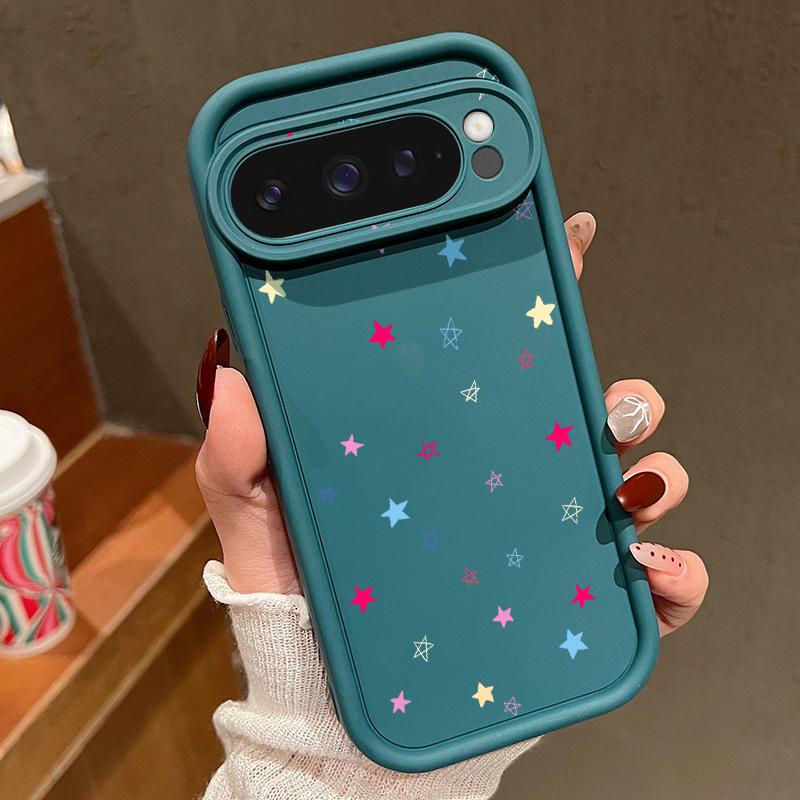 Cute Little Flower Stars Pattern Soft TPU Phone Case For Google Pixel 9 Pro XL 8 Pro 8A Lens Protection Shockproof Matte Bumper Cover