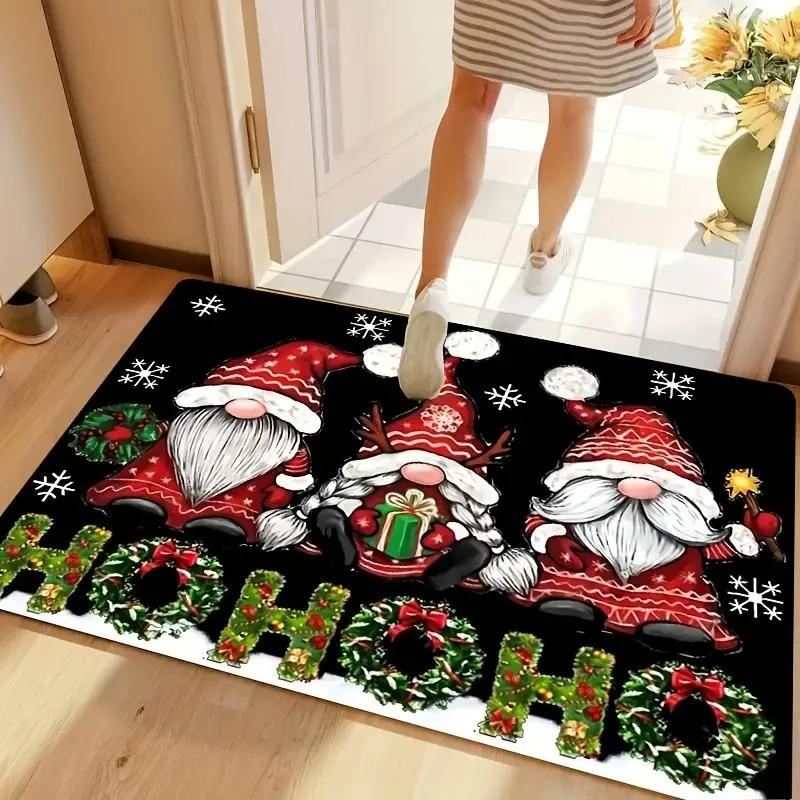 Exquisite Christmas Snowman Gnome Doormat Non-Slip Entrance Doormat Home Decor Carpet for Living Room Rugs Bathroom Floor Rug