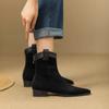 Fashion Ankle Boots for Women Pointed Toe Leather Splicing Suede Booties Chelsea Non Slip Autumn On Offer New Rock In Woman Short Shoes