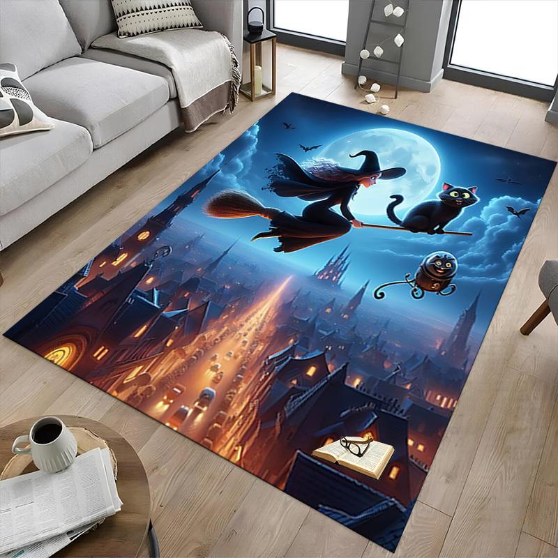 1PC Witchcraft Halloween Extra Large Non Slip Floor Carpet, Office, Family, Bedroom, Studio Large Area Rug Indoor Rugs