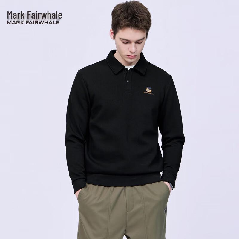 MARK FAIRWHALE Men's Bear Embroidered Polo Sweatshirt
