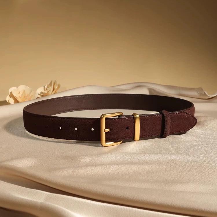 Women's Genuine Leather Cowhide Suede High-End Retro Wide Waist Cinch Belt for Jeans and Jackets