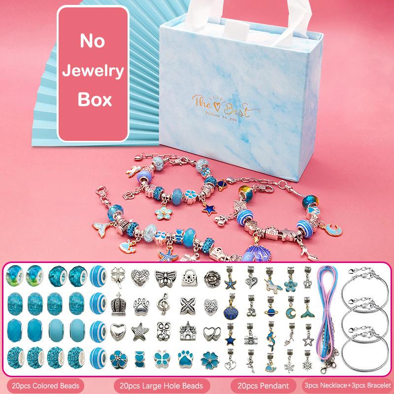 66Pcs Diy Beaded Bracelet Set With Storage Box Christmas Gift Acrylic Large Hole Beads Girls Bracelet Handmade Jewelry Making
