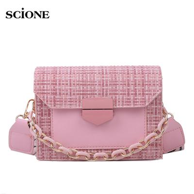 Wide Strap Shoulder Bags for Women 2022 Designer Lady Handbags and Purses Fashion Chain Messenger Crossbody Bags