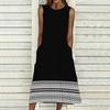 Oversized Ladies Sleeveless Crew Neck Dress Graceful Scattered Floral Loose Calf Length Gown