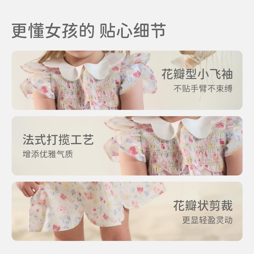 David Bella Girls' Dress Summer Dress New Baby Cotton Dress Children's Elegance Floral Blossoms