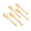 5pcs Bamboo Cooking Utensil Set Natural Eco-Friendly Kitchen Tools Hand Wash Only Multi-Functional Stirring Serving Spoons