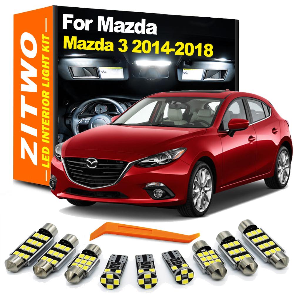 ZITWO 11 szt. Zestaw LED do oświetlenia wnętrza samochodu dla Mazda 3 BM BN Mazda3 2014 2015 2016 2017 2018 Osłona przeciwsłoneczna Bagażnik Żarówka Canbus pugzl10