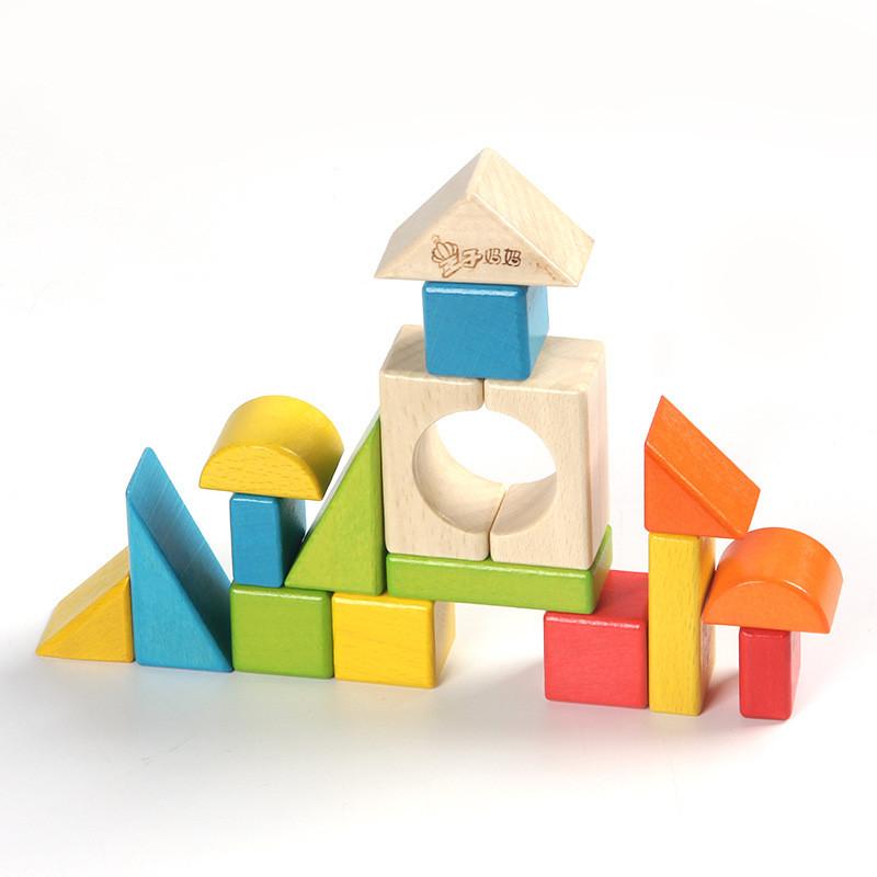 Colorful Wooden Kids Cart Toy Shape Color Recognition Toddlers Early Education