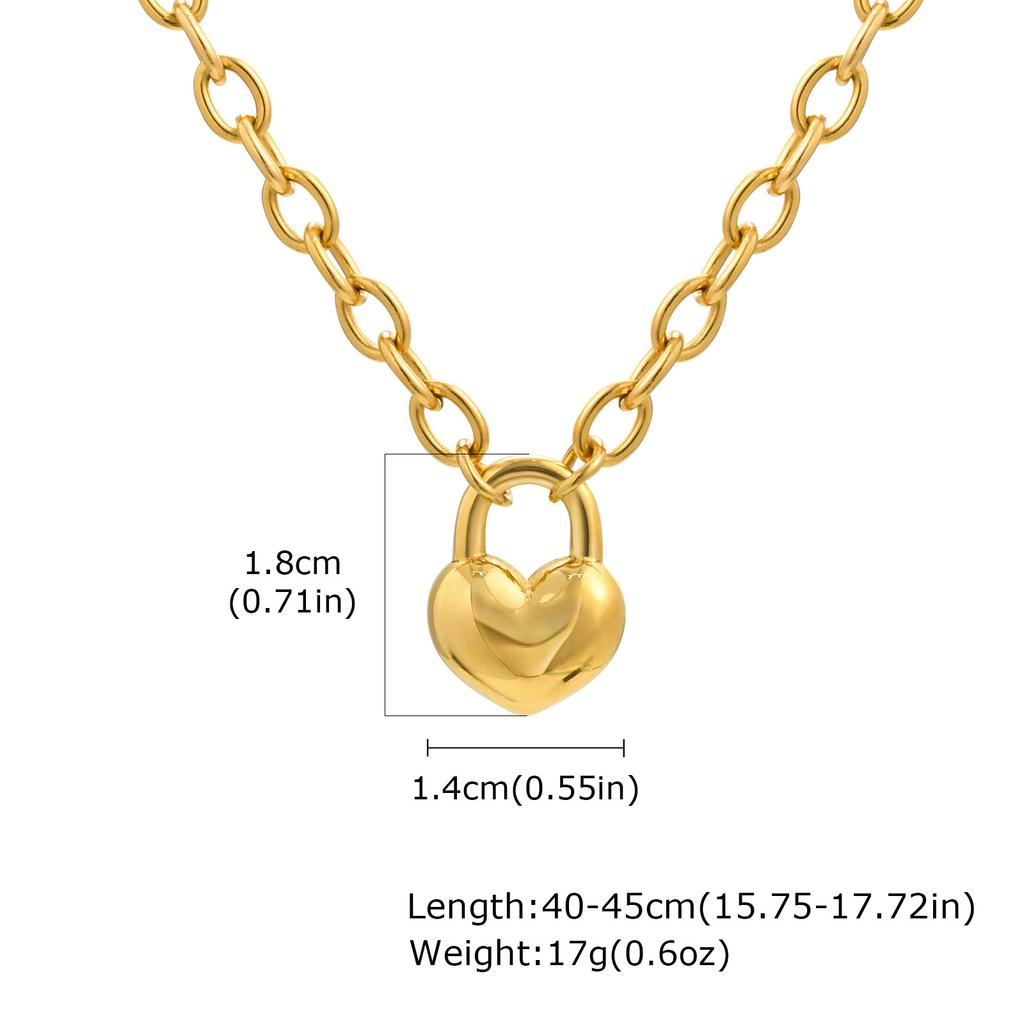 Stainless Steel Plated 18K Gold Round Cross Chain Heart Lock Bracelet Necklace Nc-