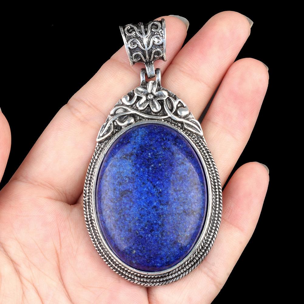 ET of gemtone crystal agate semi-precious stone alloy inlaid gemstone pendant, jewelry