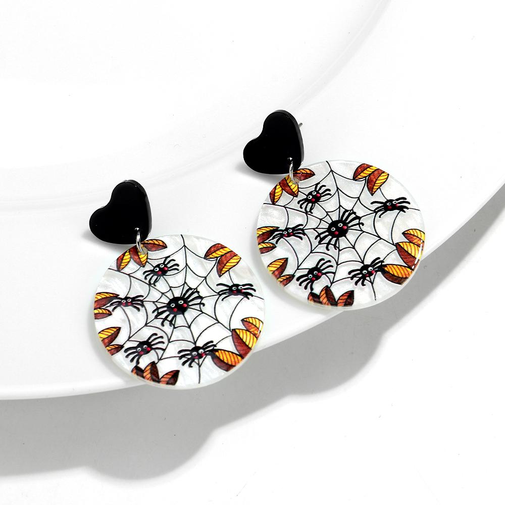 Gotische Spinnennetz Acryl Halloween Ohrringe für Damen 2025 Horror Bunter Anhänger Ohrring Kreativer Party Schmuck Geschenke