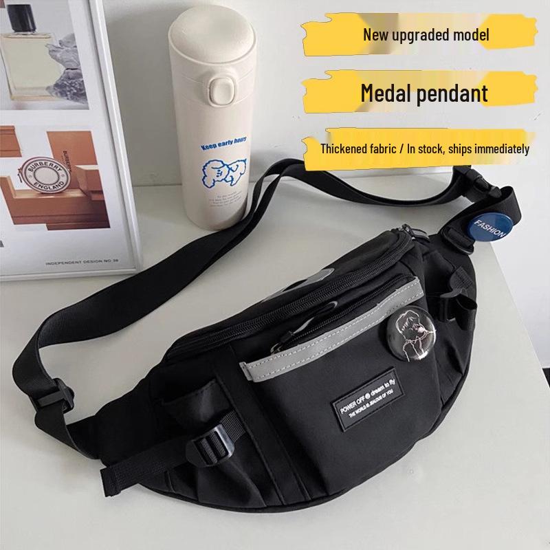 Japanese Workwear Style Messenger Bag: Versatile Men's Waist, Shoulder, & Chest Bag for Sport, Cycling & Casual Use