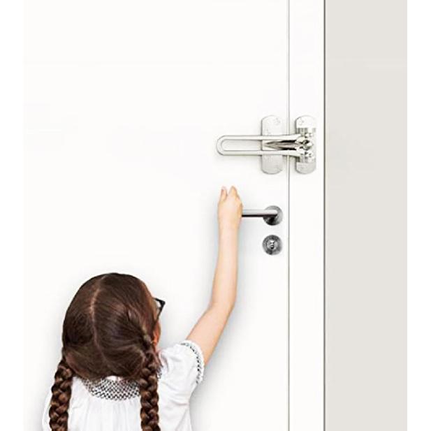 TopHomer Swing Bar Door Lock Inner Door Chain Lock Zinc Alloy Hotel Door Latch Lock for Home Security Easy to Install (Black)