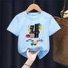 Police car engineering vehicle ambulance fun printed summer boy and girl short sleeved Tshirt top
